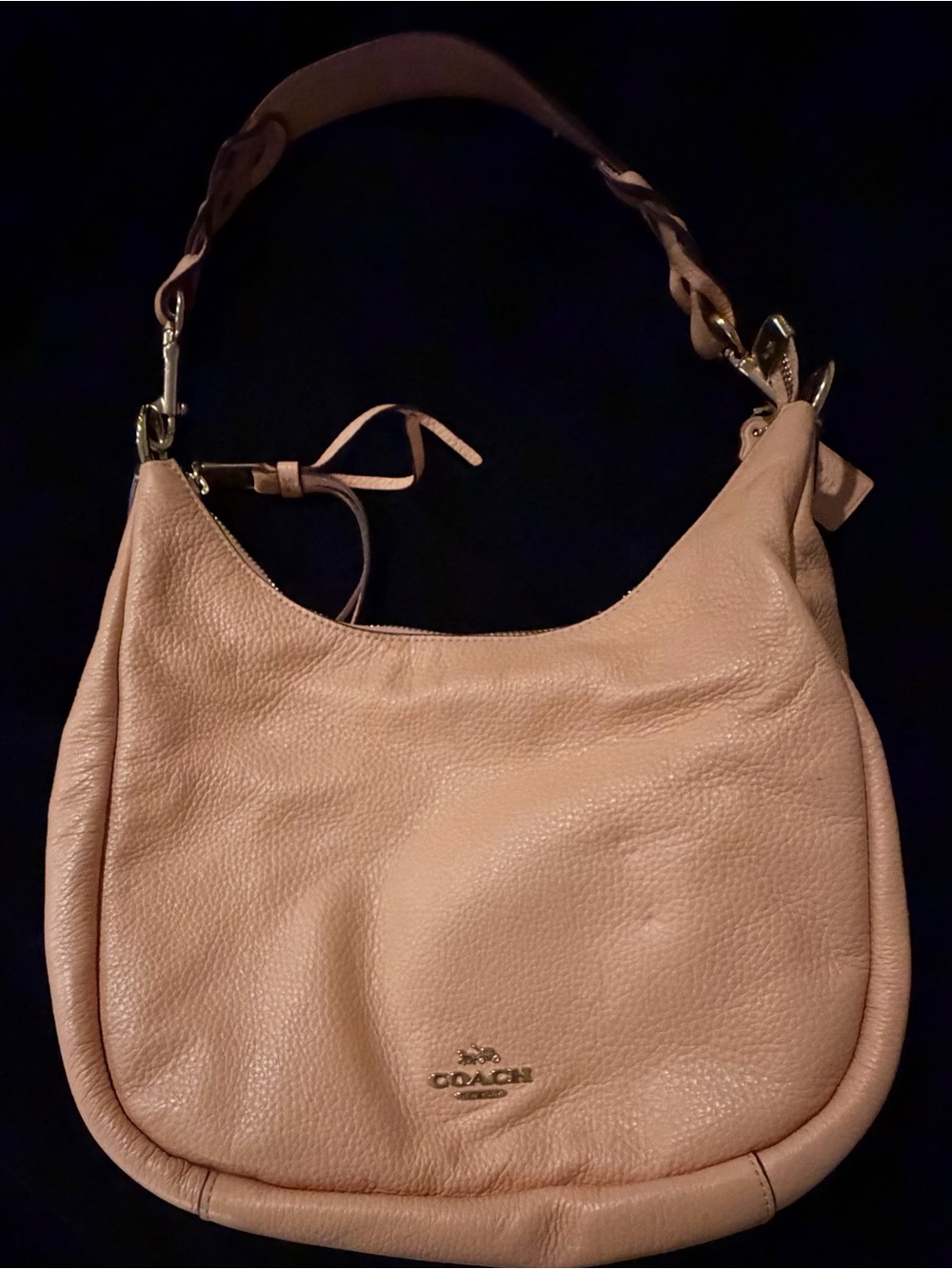 Coach Pebbled Leather Shoulder Hobo in Blush Pink